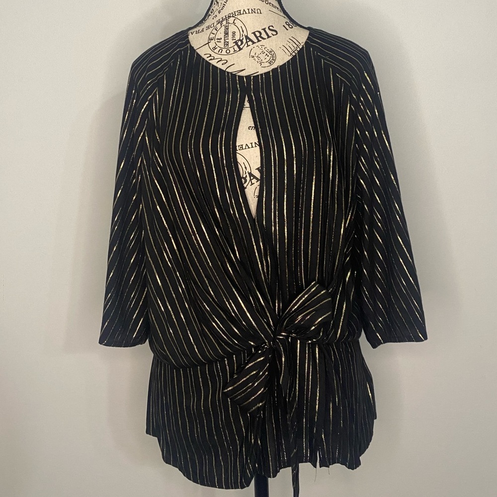 Express Black and Gold Striped Blouse